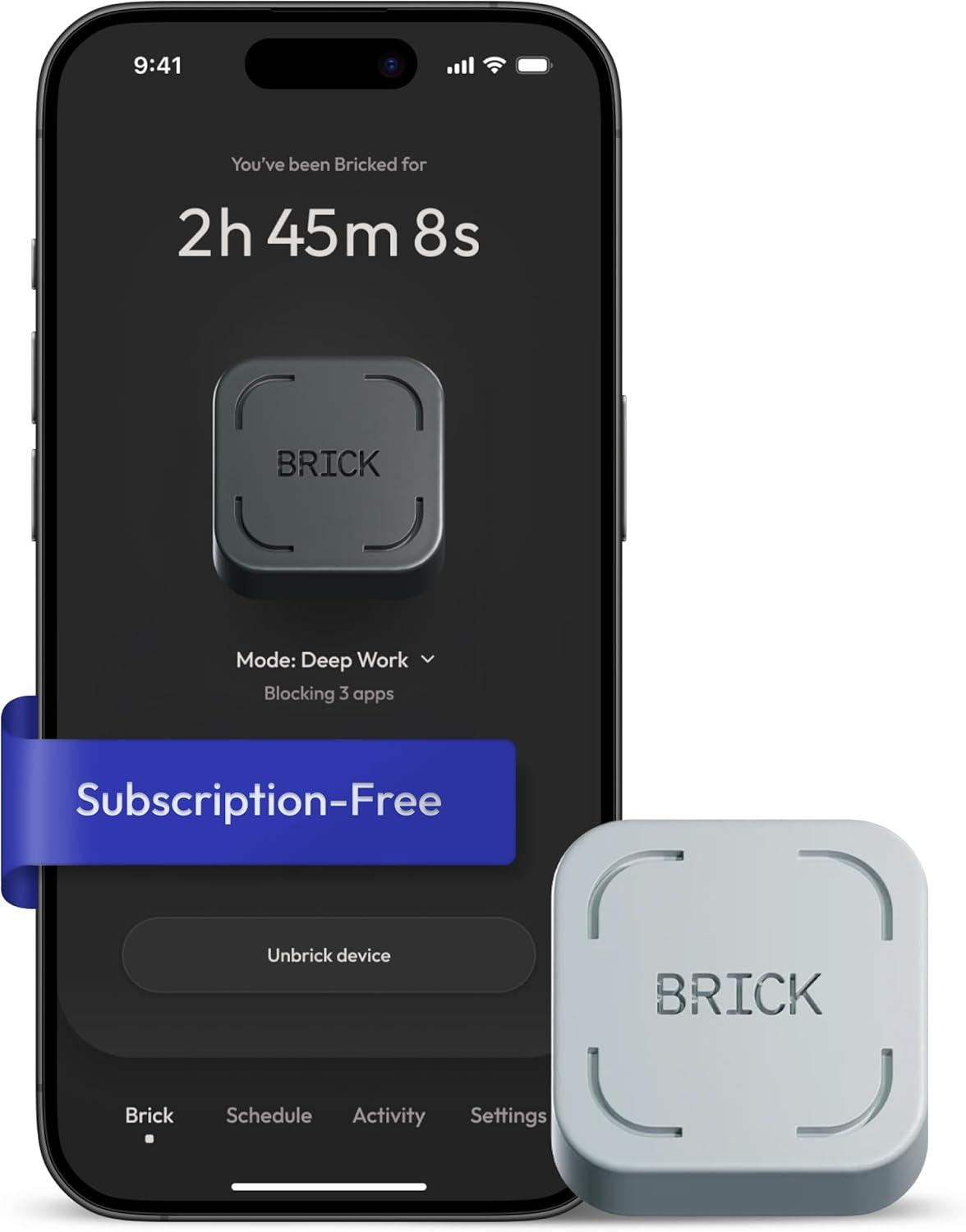 The Brick Phone Access Blocker Device for Cell Phones - Subscription-Free Phone Lock, Limits Smartphone Access, Reduces Screen Time & Improves Focus - High-Grade Magnet & Anti-Slip Silicone