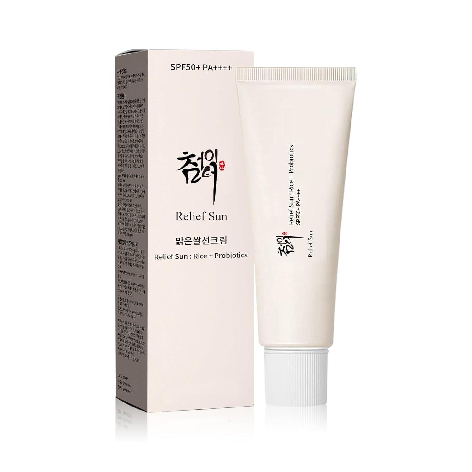 Organic Korean sunscreen SPF50+, PA++++ Rice and Probiotics | Korean Skin Care Solution for All Skin Types Nourishing Skin Protection and UV Def